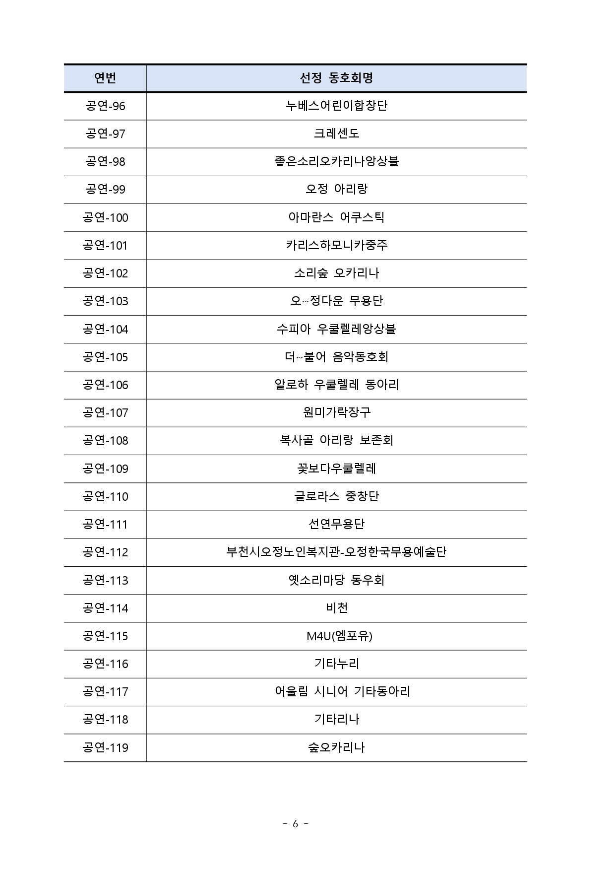 2024년 제10회 부천생활문화페스티벌 다락 참가 생활문화동호회 선정 결과 공고 안내 - 아래 텍스트 참조